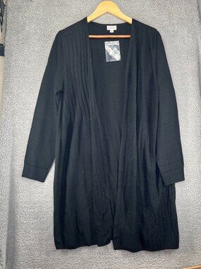 NWT Avenue Lillian Longline Cardigan Black Cable Knit Plus Size 18/20